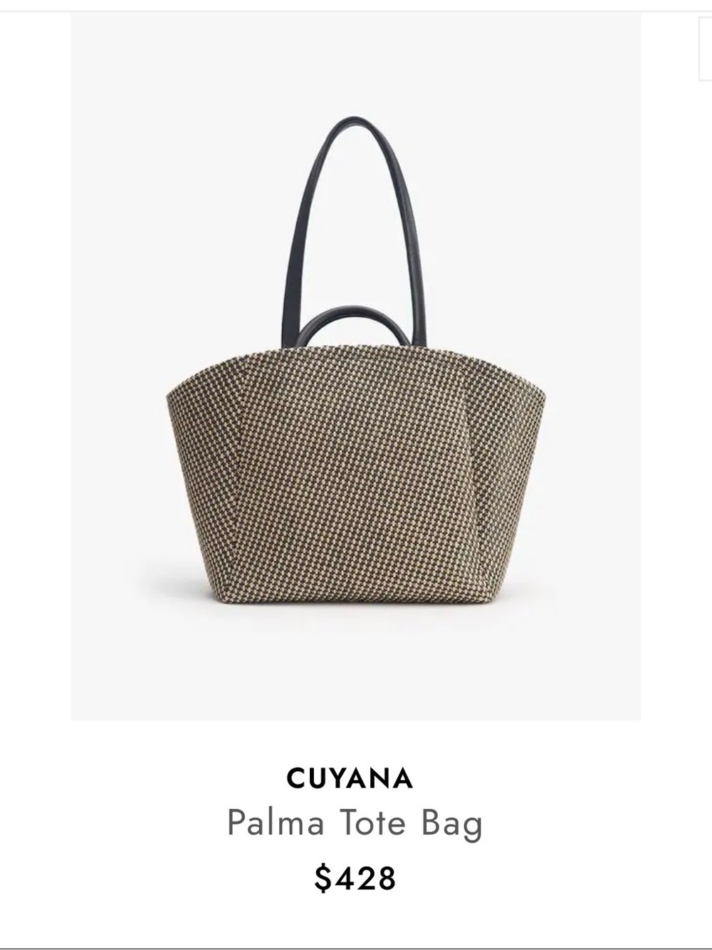 Cuyana Mini Palma Tote Natural/Black Italian Leather Trim Woven Coastal Luxury - Picture 14 of 14